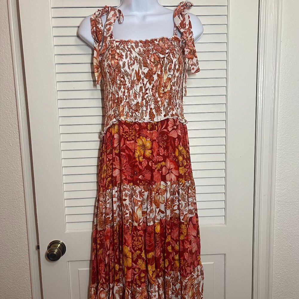 Abel the Label Floral Smocked Maxi Dress Size M - Picture 1 of 7